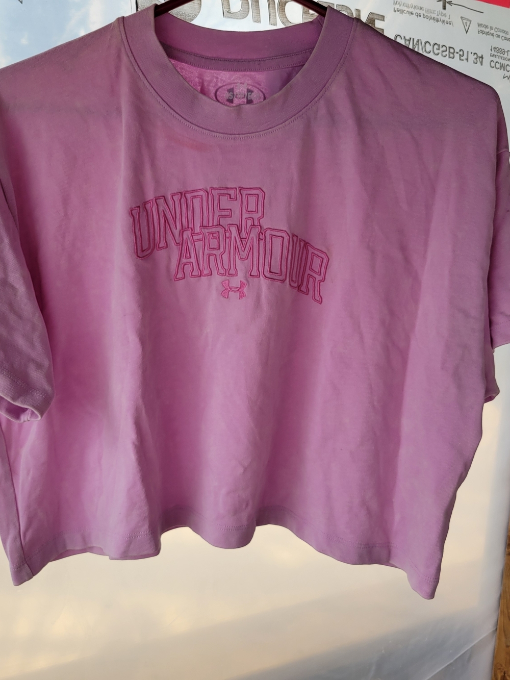 Under Armour Pink Embroidered Logo Cropped Tee